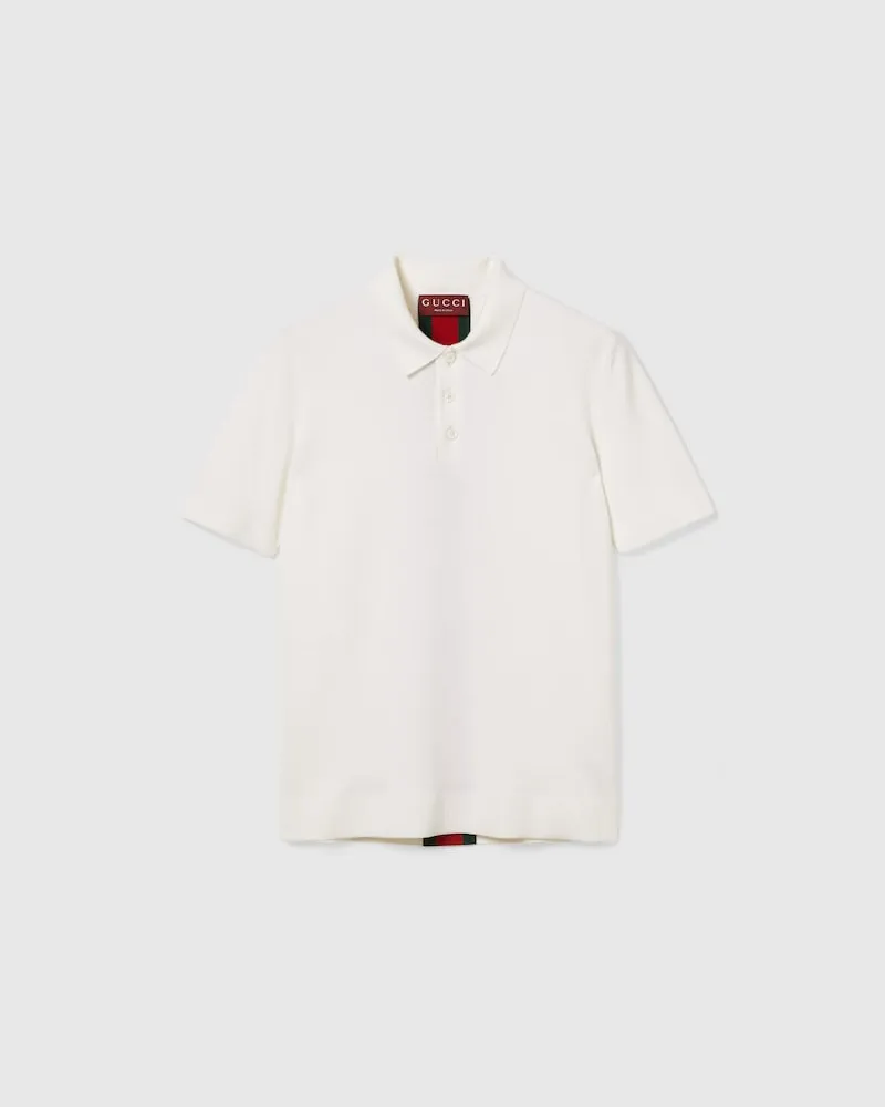 Gucci Poloshirt aus Wollstrick Mit Web, Größe Grün