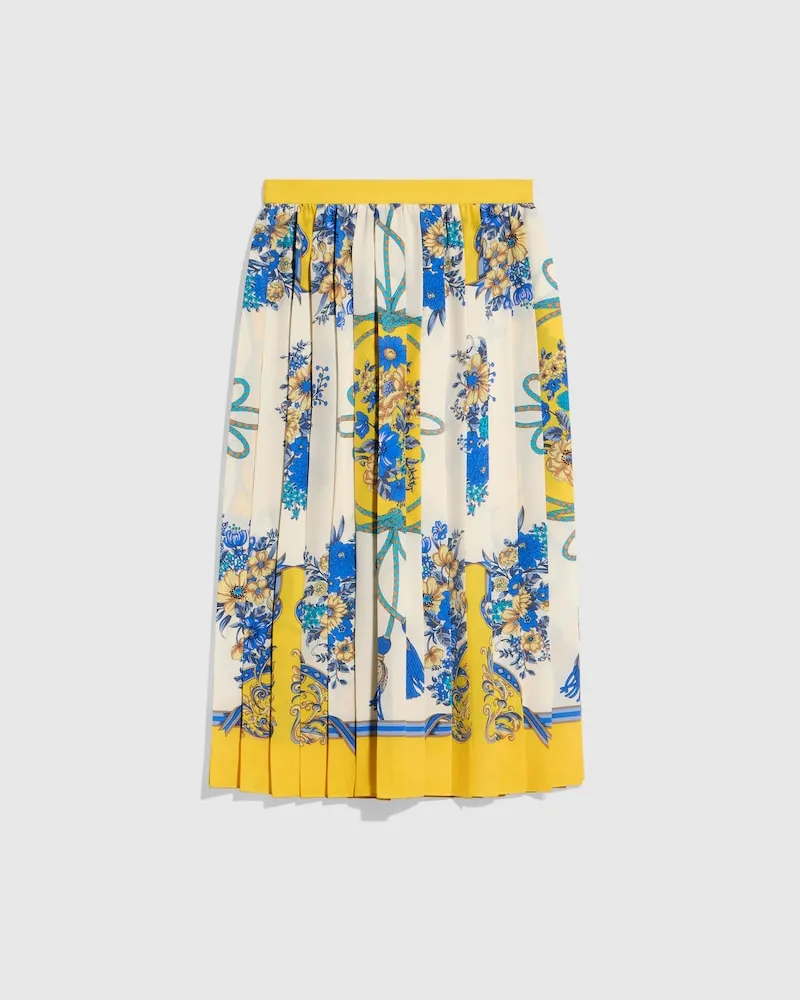 Gucci Midirock aus Seide Mit Print, Größe Grün