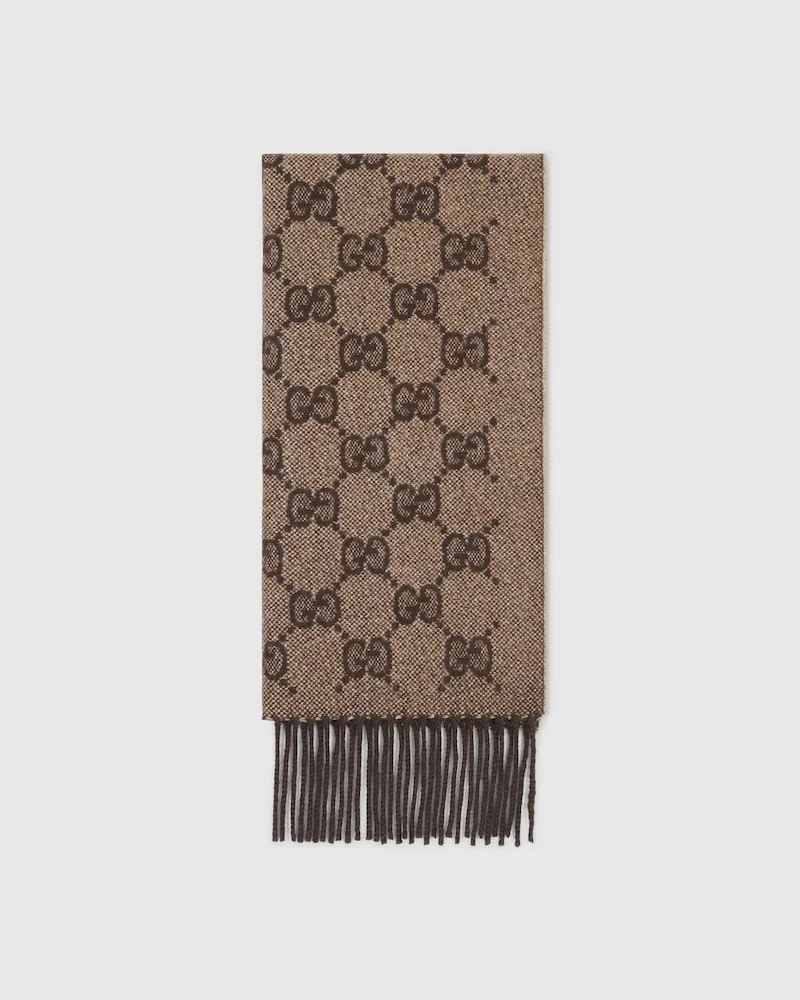 Gucci Écharpe En Lamé De Cachemire GG Marron