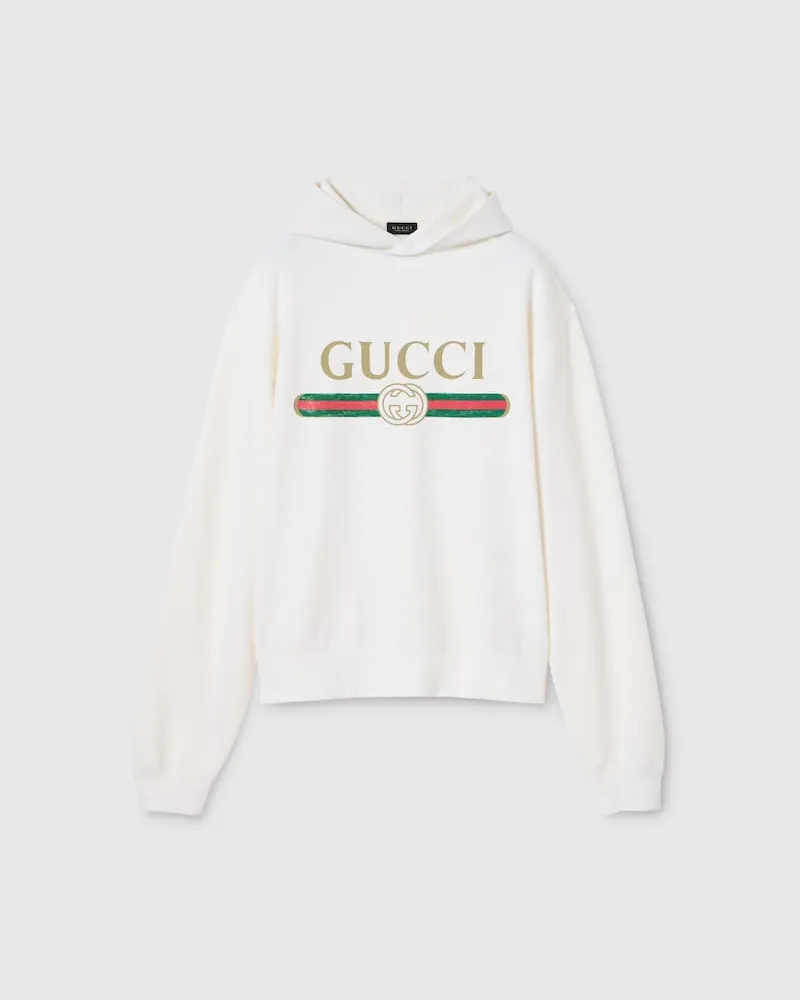Gucci Sweat-shirt En Jersey De Coton Et Cachemire, Taille Blanc
