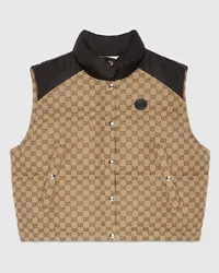 Gucci Puffer-Weste Aus GG Baumwollcanvas Beige