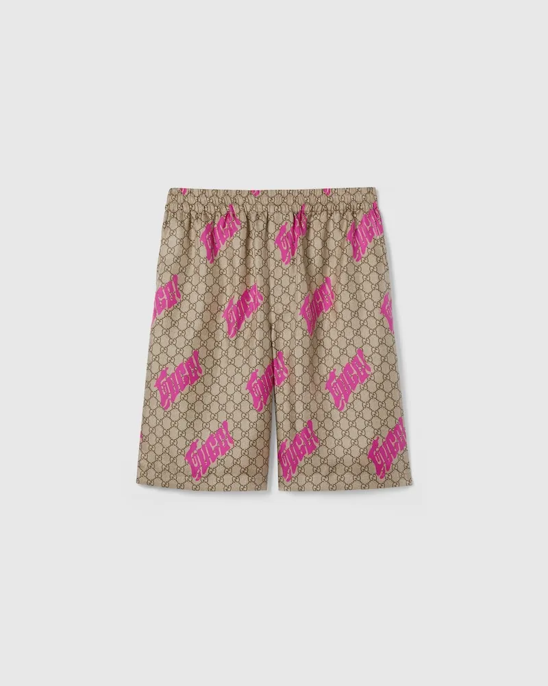 Gucci Shorts aus Seidentwill Mit Print, Größe Beige