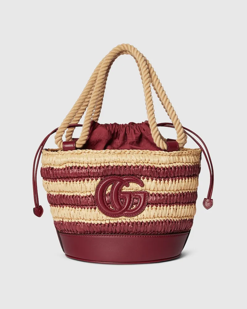 Gucci Geflochtene Mini Bucket Bag Bordeauxrot