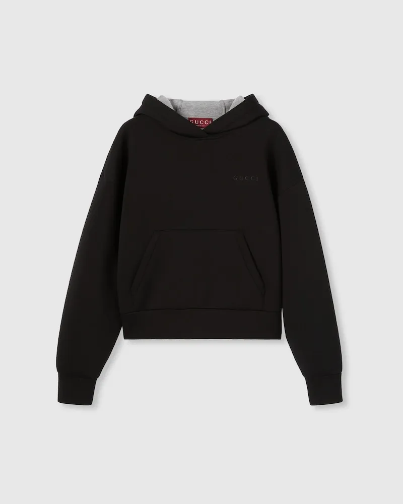 Gucci Sweatshirt aus Viskosejersey Mit Kapuze, Größe Schwarz