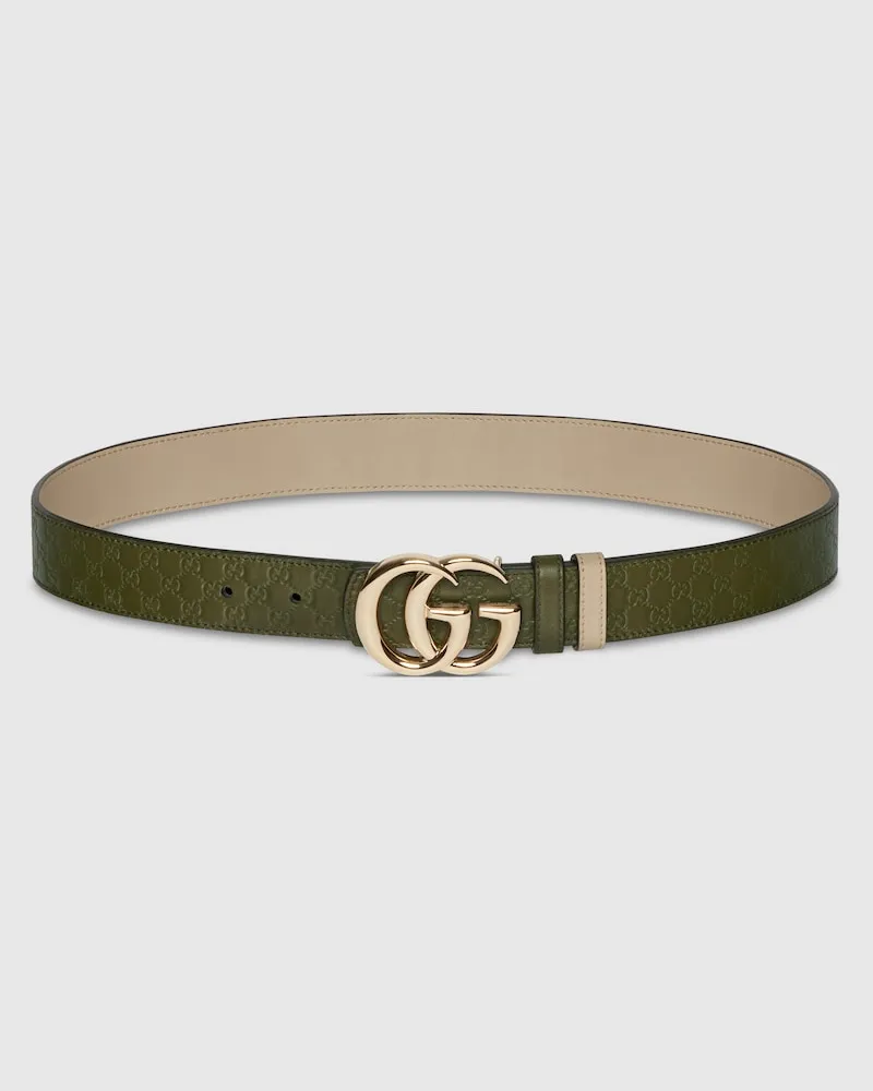 Gucci Wendbarer GG Marmont Gürtel, Größe 95 Grün