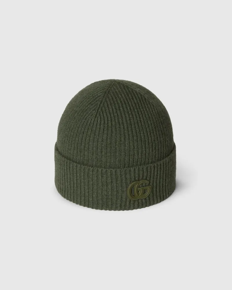 Gucci Mütze aus Kaschmir Mit Patch, Größe Grün