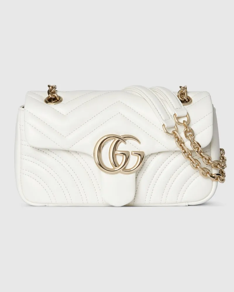 Gucci Kleine GG Marmont Schultertasche Weiß