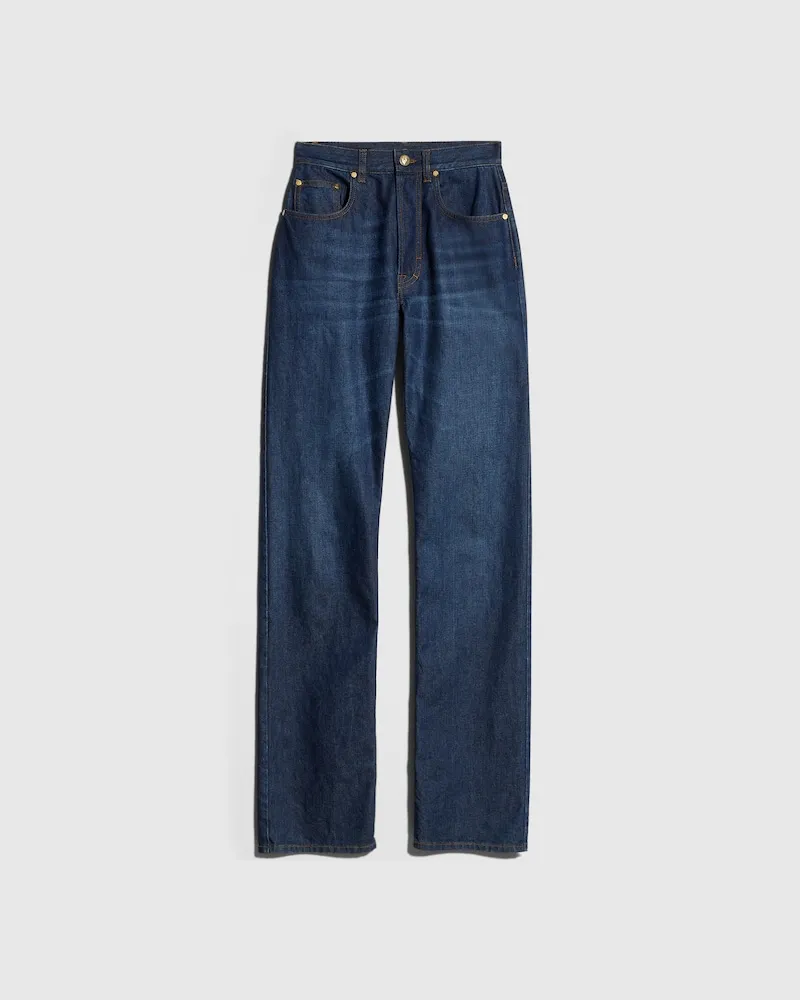 Gucci Hose aus Baumwoll-Denim mit Stickerei Blau