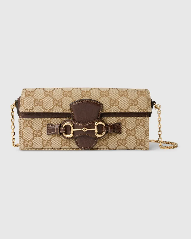 Gucci Brieftasche mit Kettenriemen Und Horsebit Beige