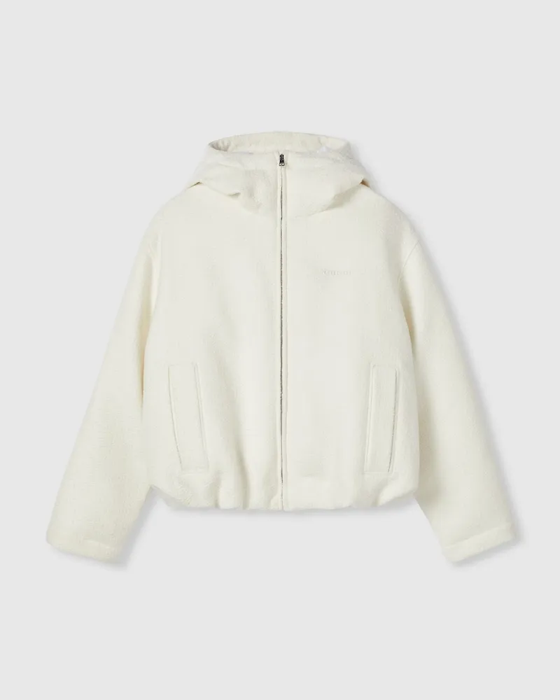 Gucci Jacke aus Wollbouclé Mit Logo, Größe Weiß