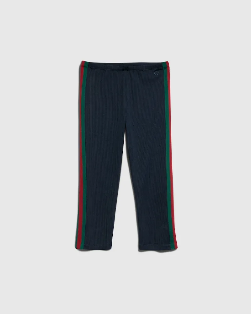 Gucci Rib Cotton Jersey Pants With Web, Größe Blau