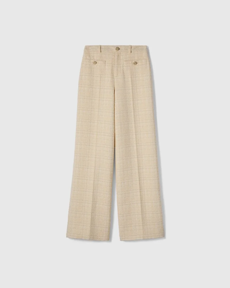 Gucci Hose aus Kariertem Baumwolltweed, Größe Pink