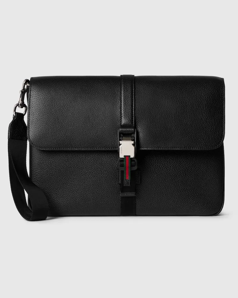 Gucci Mittelgroße Businesstasche Mit Web Schwarz