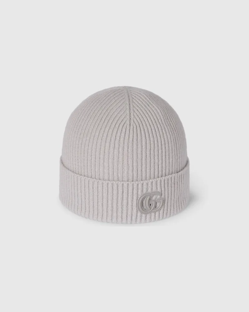 Gucci Mütze aus Kaschmir Mit Patch, Größe Grau