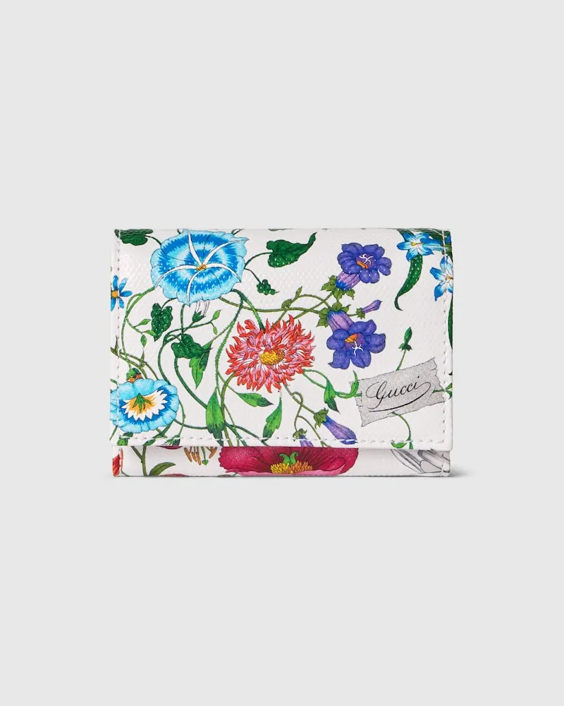 Gucci Flora-Motiv Zweifach Gefaltetes Kartenetui Weiß