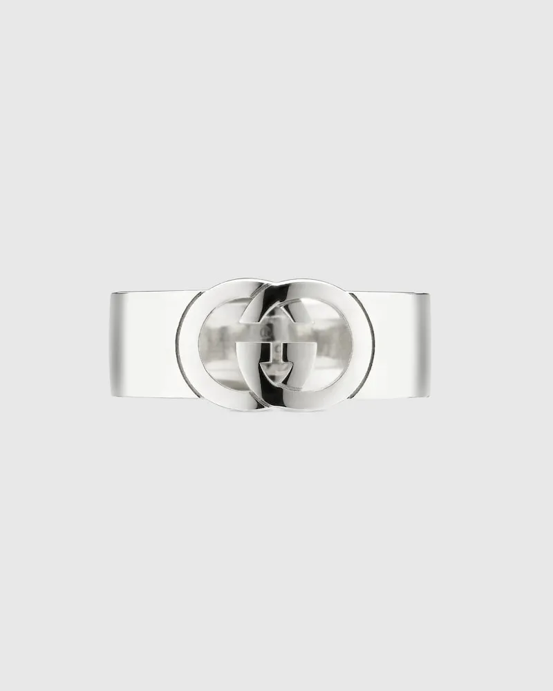 Gucci Interlocking Chevalier-Ring Silber