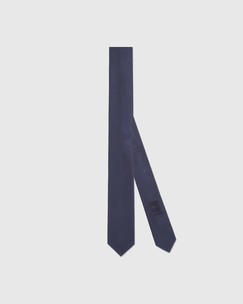 Gucci Krawatte aus Seide Mit Doppel G Detail Blau