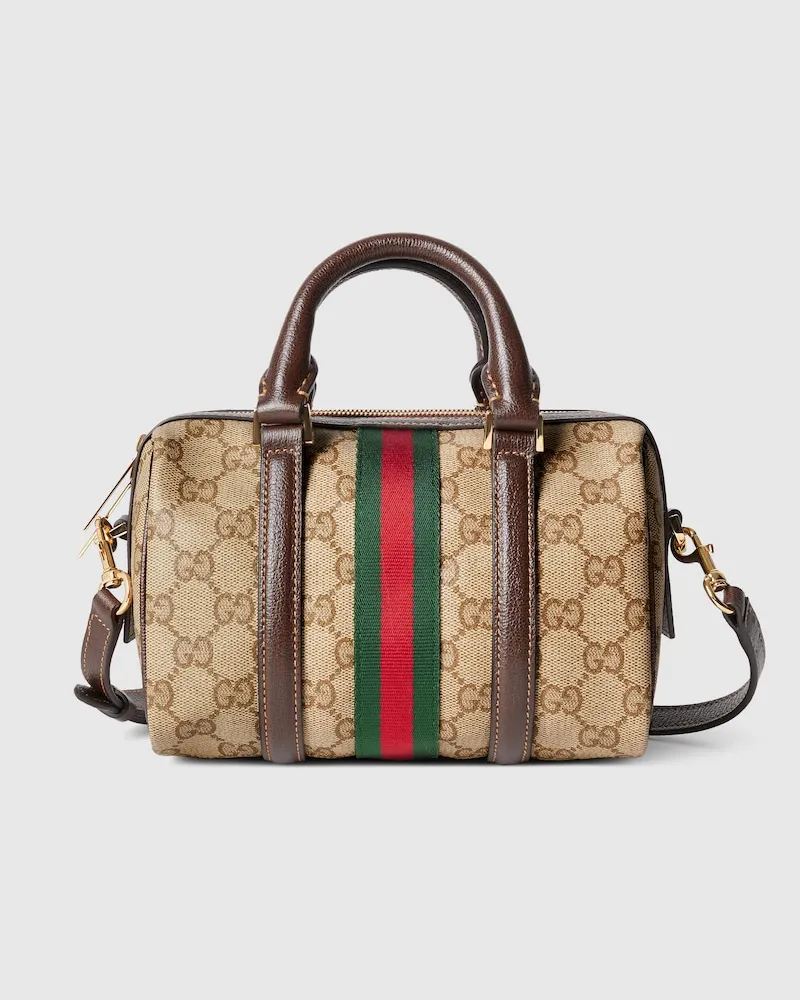 Gucci Mini Boston-Tasche mit Web Beige