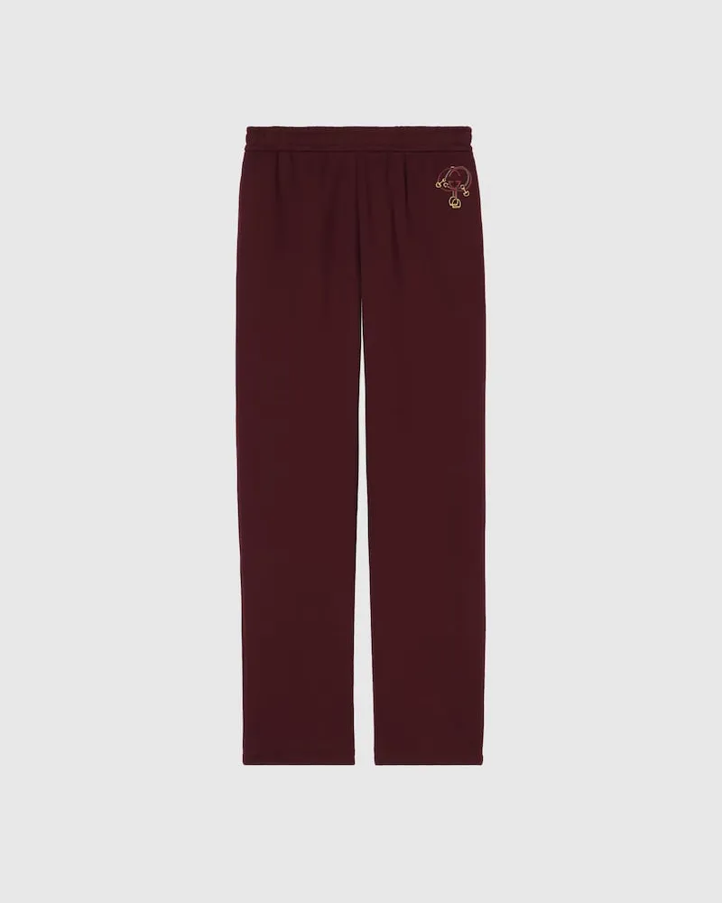 Gucci Pantalon Décontracté En Jersey De Coton Avec Broderie, Taille Bordeaux