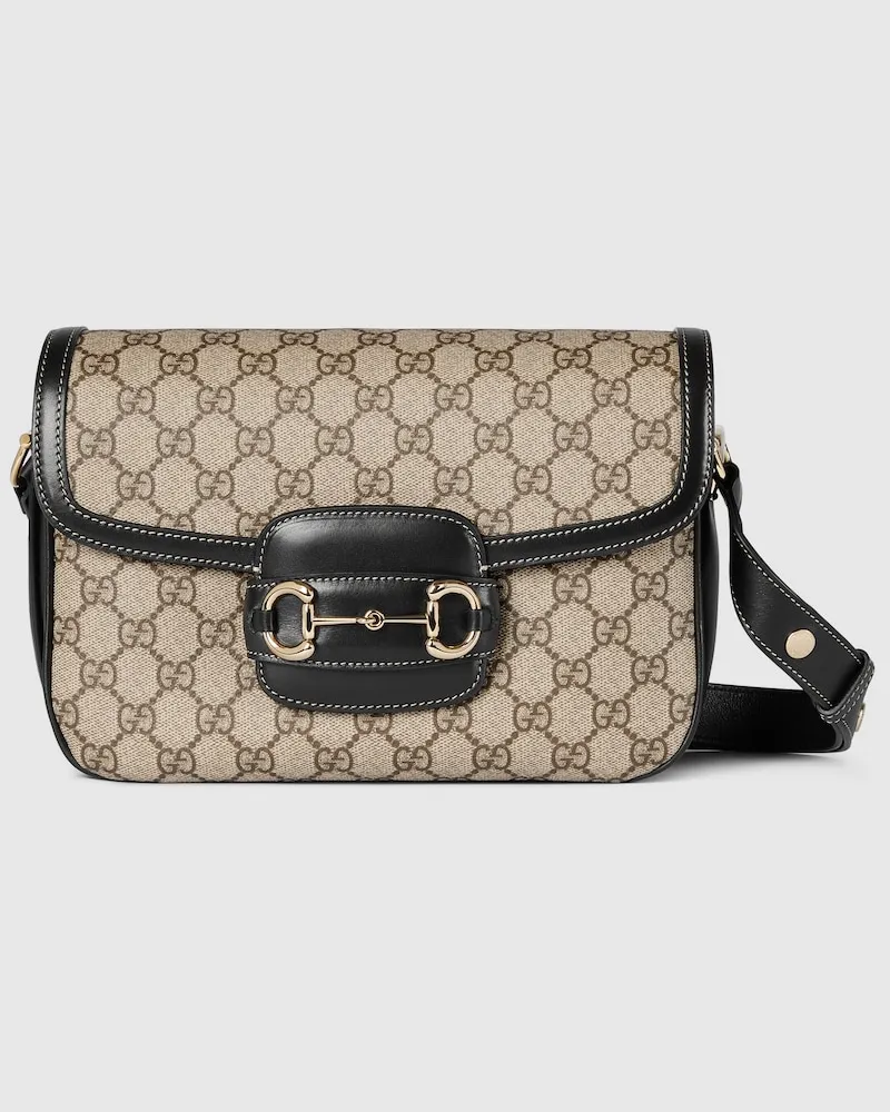 Gucci Mittelgroße Horsebit 1955 Soft Schultertasche Beige