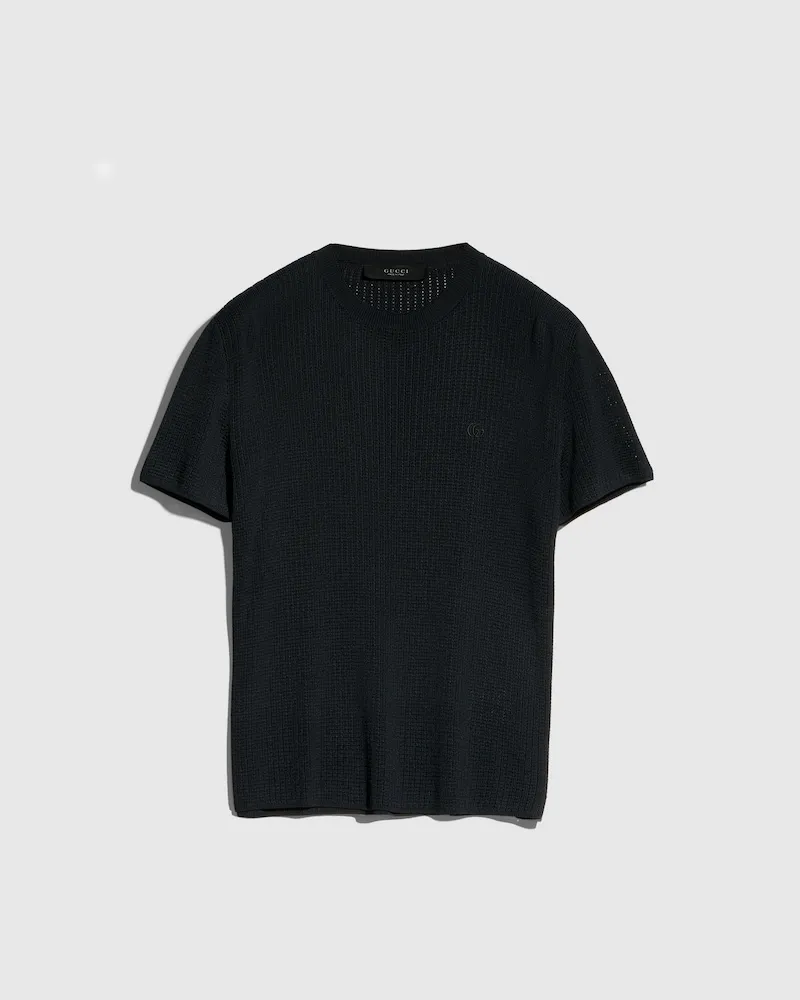 Gucci T-Shirt aus Technischem Strickgewebe, Größe Schwarz
