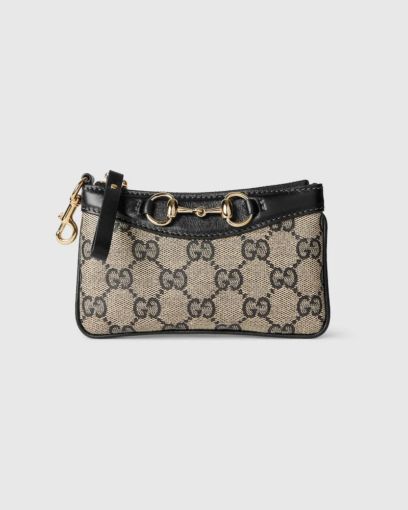 Gucci Kartenetui mit Reißverschluss, Horsebit Und Riemen Beige