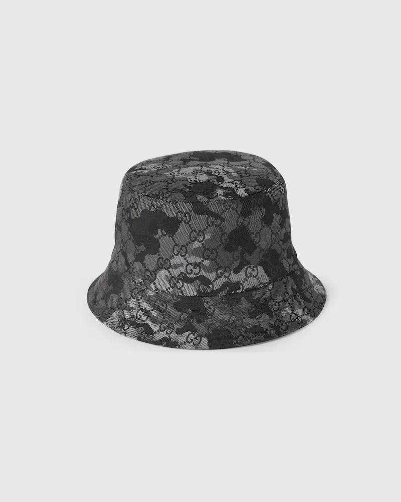 Gucci Fischerhut aus Marmoriertem GG Canvas, Größe Schwarz