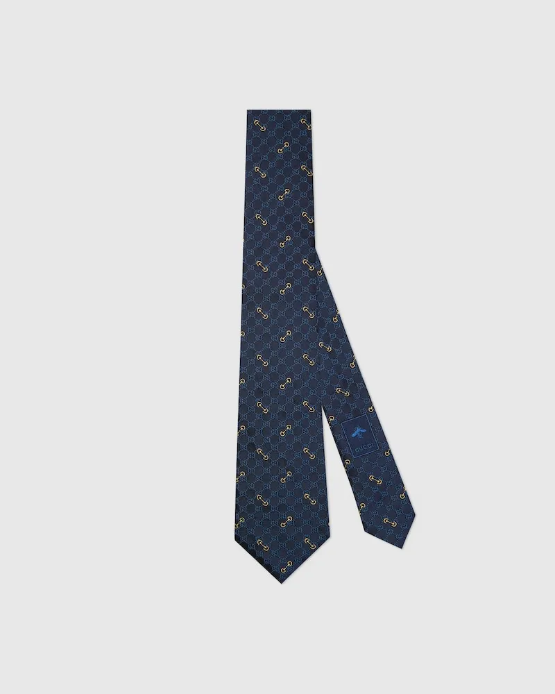 Gucci Krawatte aus GG Seidenjacquard Blau