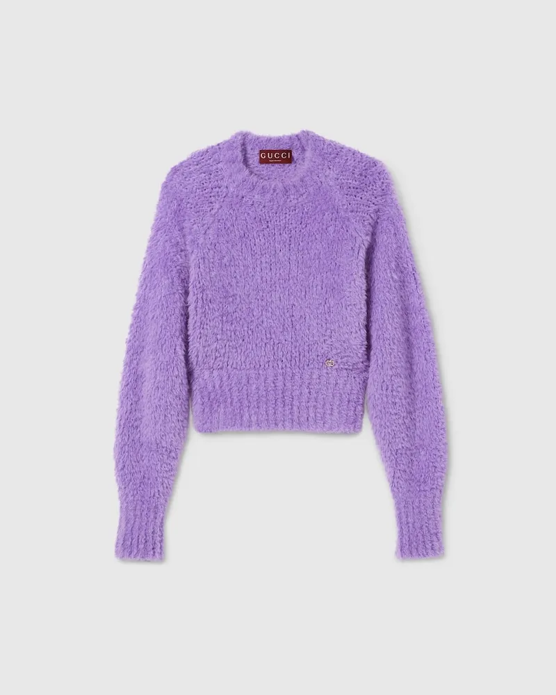 Gucci Pullover aus Gebürsteter Woll-Mohair-Mischung, Größe Violett