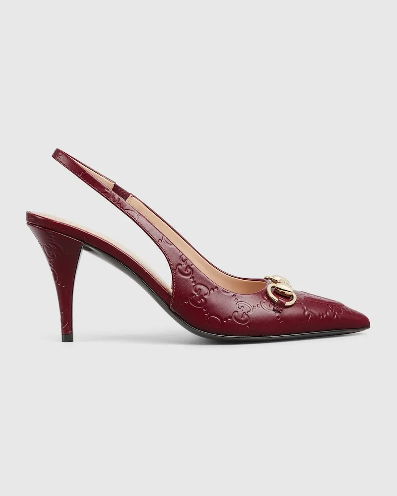 Gucci Damenpumps Mit Fersenriemchen Und Horsebit, Größe Bordeauxrot
