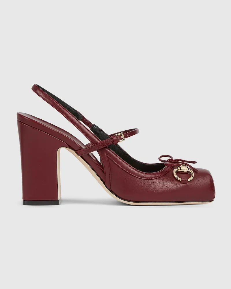 Gucci Horsebit Damenpumps Mit Fersenriemchen, Größe Bordeauxrot