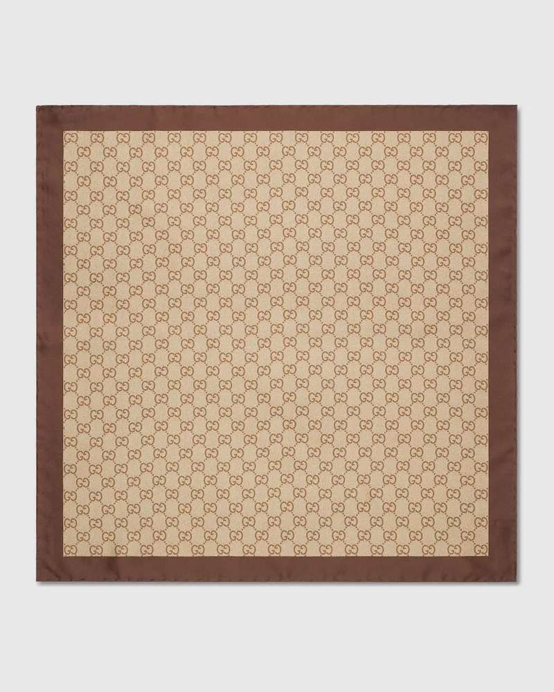 Gucci Vierecktuch aus Seidentwill mit Print Beige