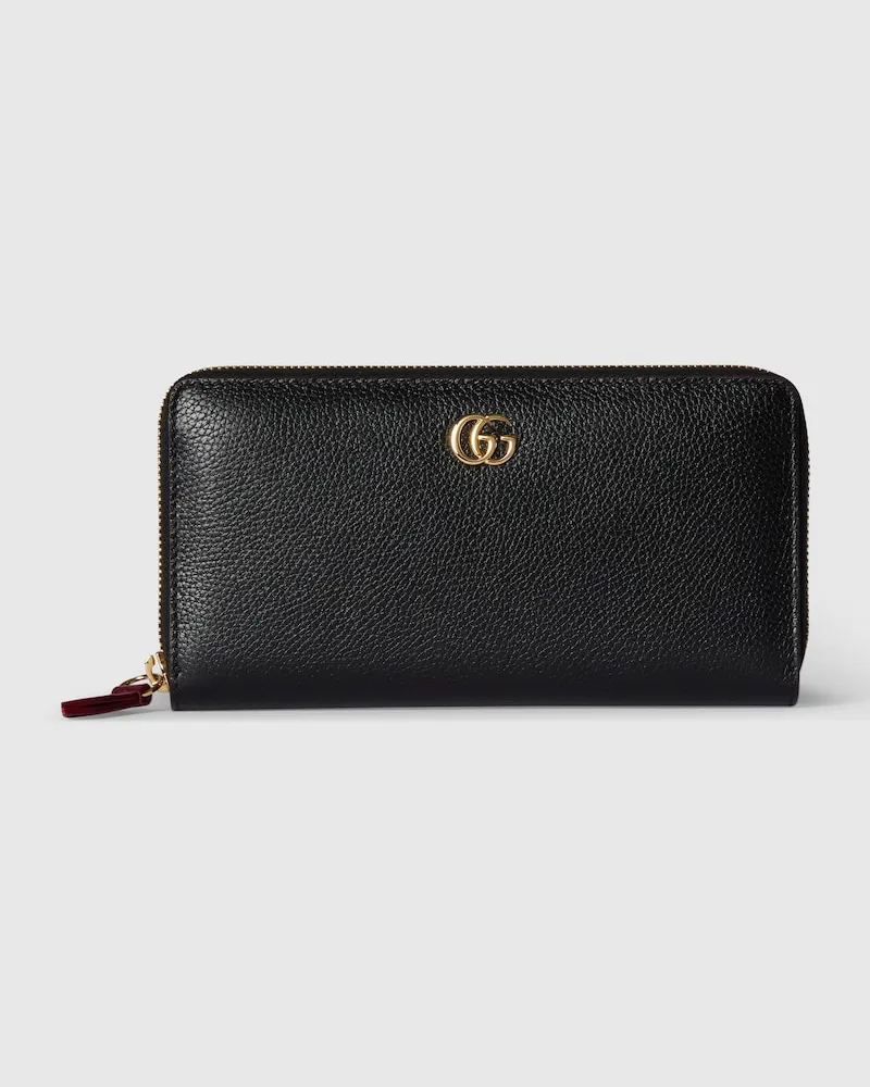 Gucci Zweifarbige GG Marmont Brieftasche Mit Rundum-RV Schwarz