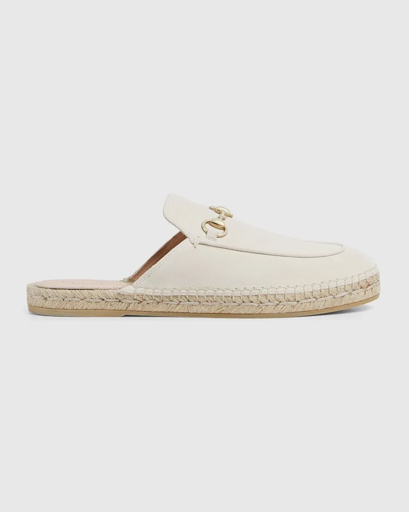 Gucci Damen-Espadrille-Mules Mit Horsebit, Größe Weiß