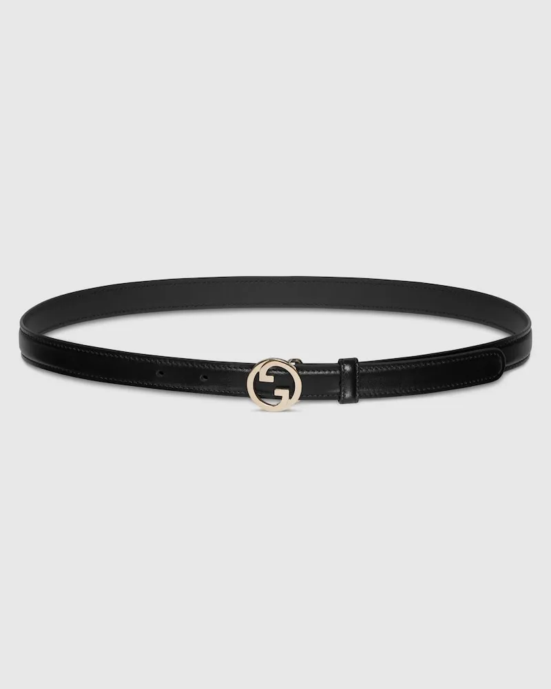 Gucci Schmaler Blondie Gürtel, Größe 95 Schwarz
