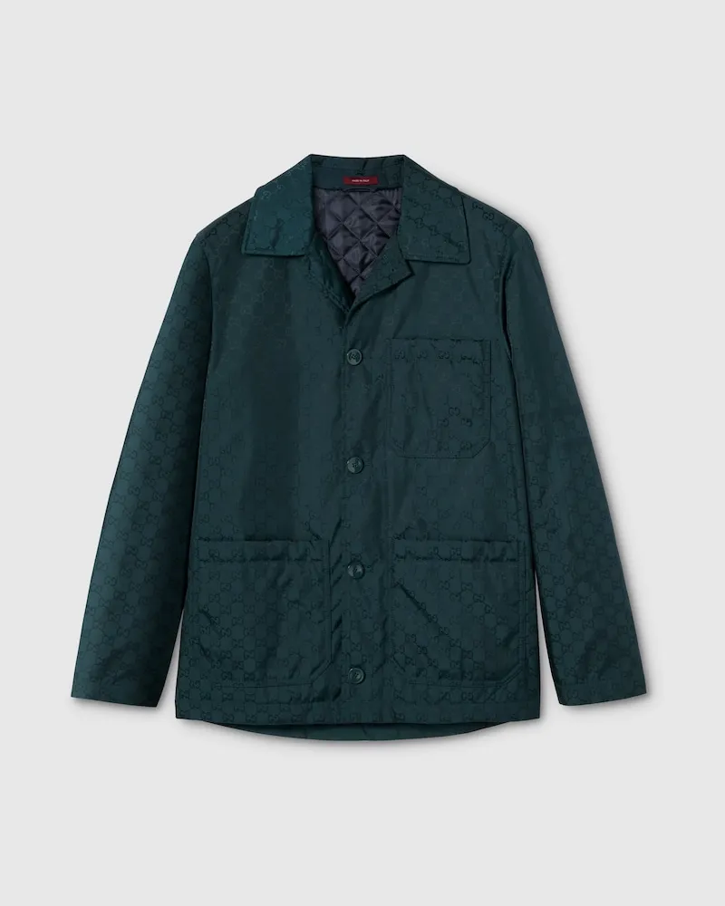 Gucci Jacke aus Technischem GG Horsebit-Jacquardstoff, Größe Blau