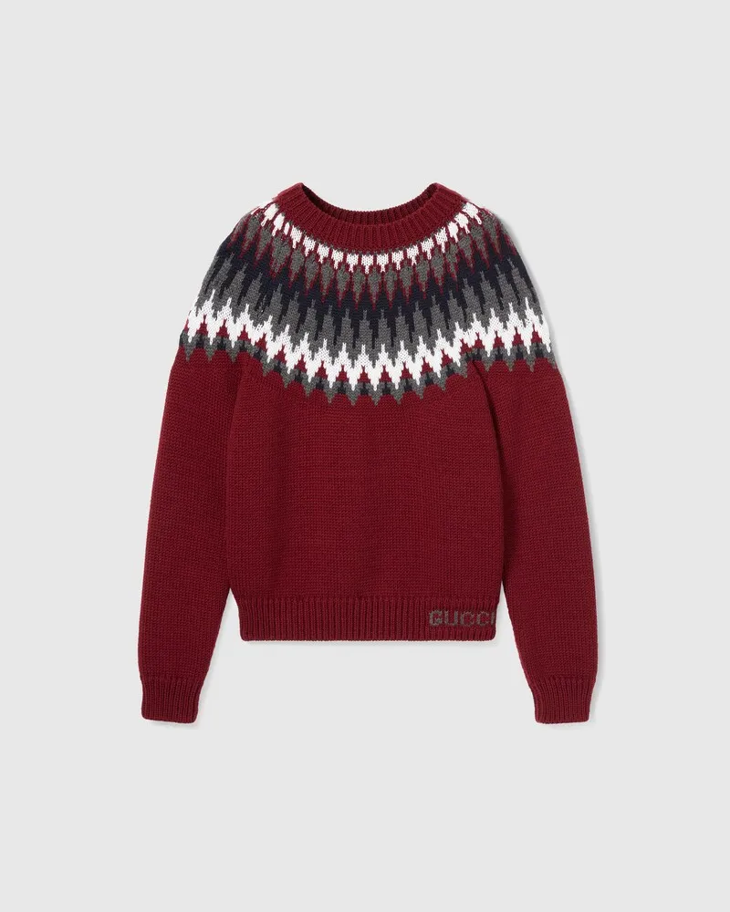 Gucci Pullover aus Grobem Wollstrick, Größe Rot