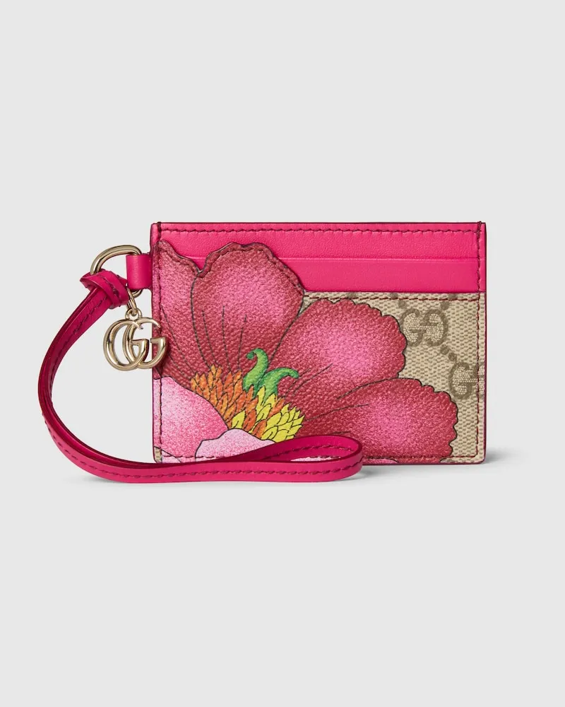 Gucci Kartenetui Mit Blumen-Motiv Und Doppel G Beige