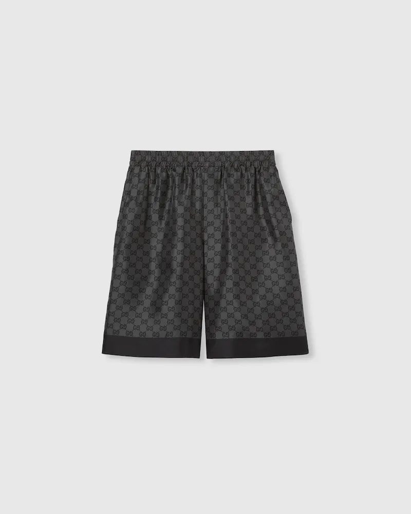 Gucci Shorts aus Seidentwill Mit Print, Größe Grau