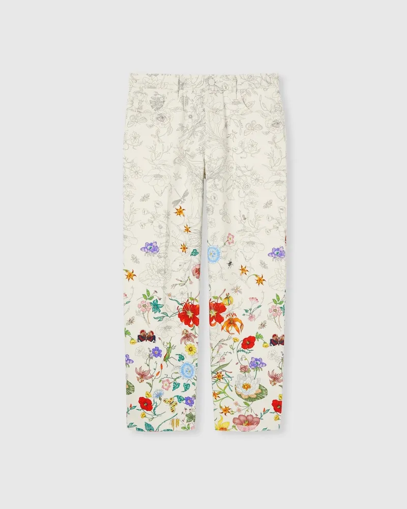 Gucci Hose aus Denim Mit Print, Größe Weiß