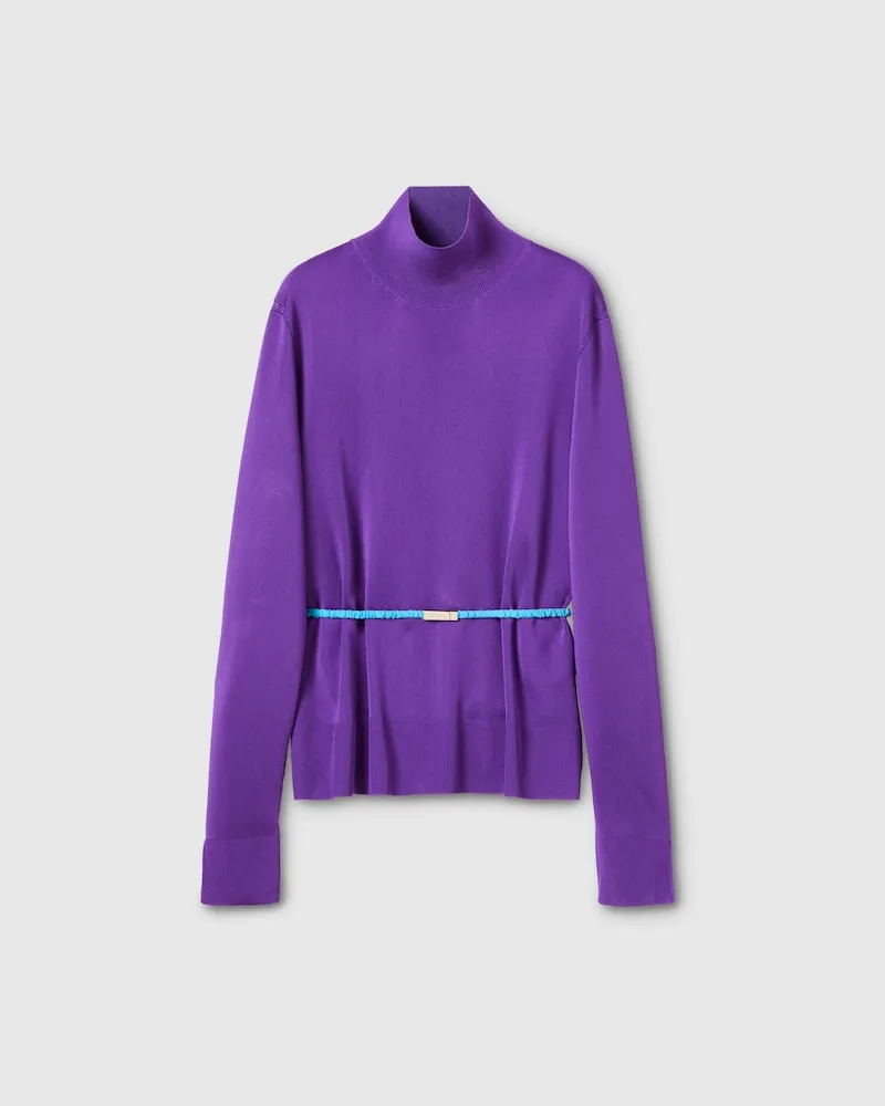 Gucci Rollkragenoberteil aus Crêpe, Größe Violett
