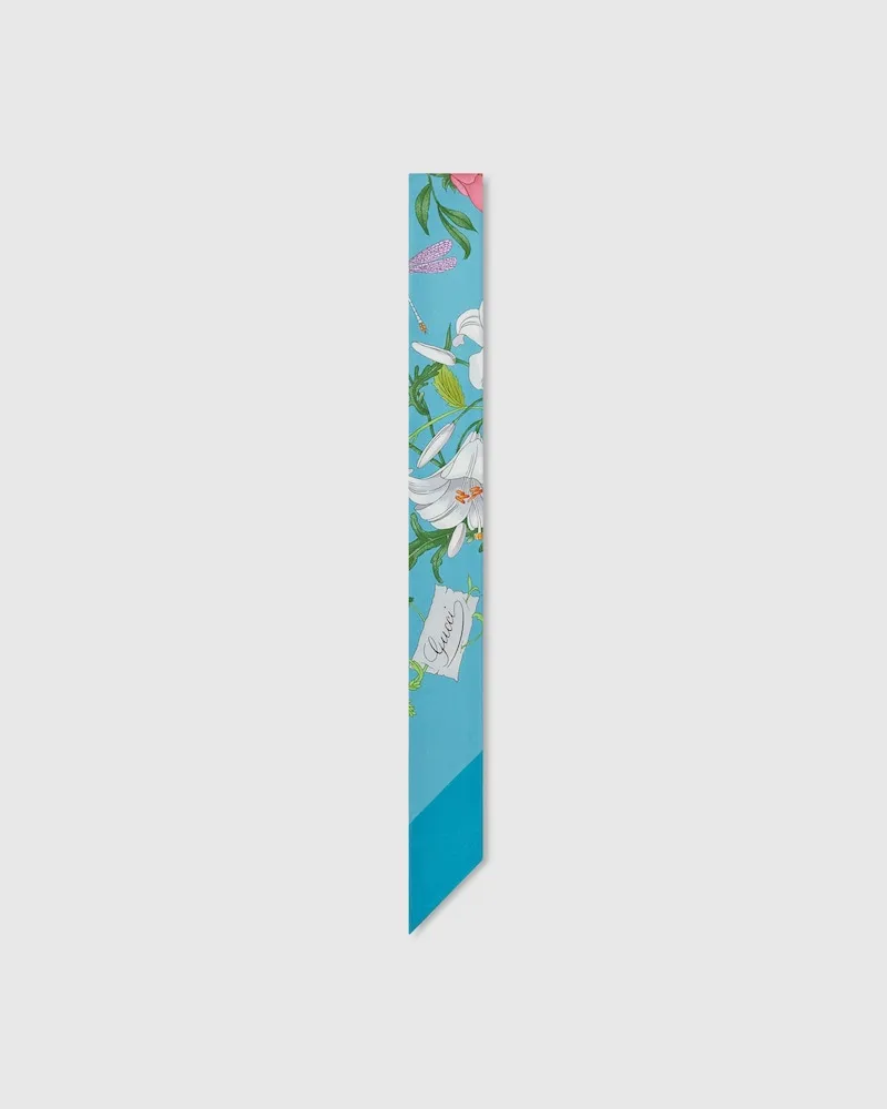 Gucci Band aus Seidentwill mit Print Blau