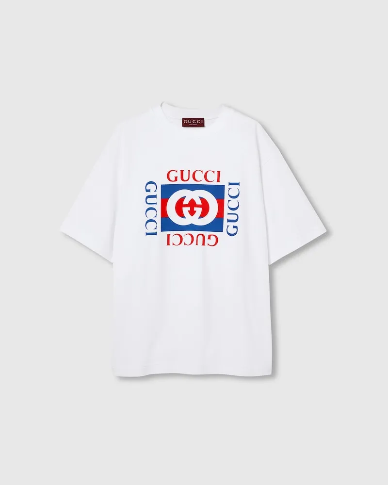 Gucci T-Shirt aus Baumwolljersey Mit Print, Größe Weiß