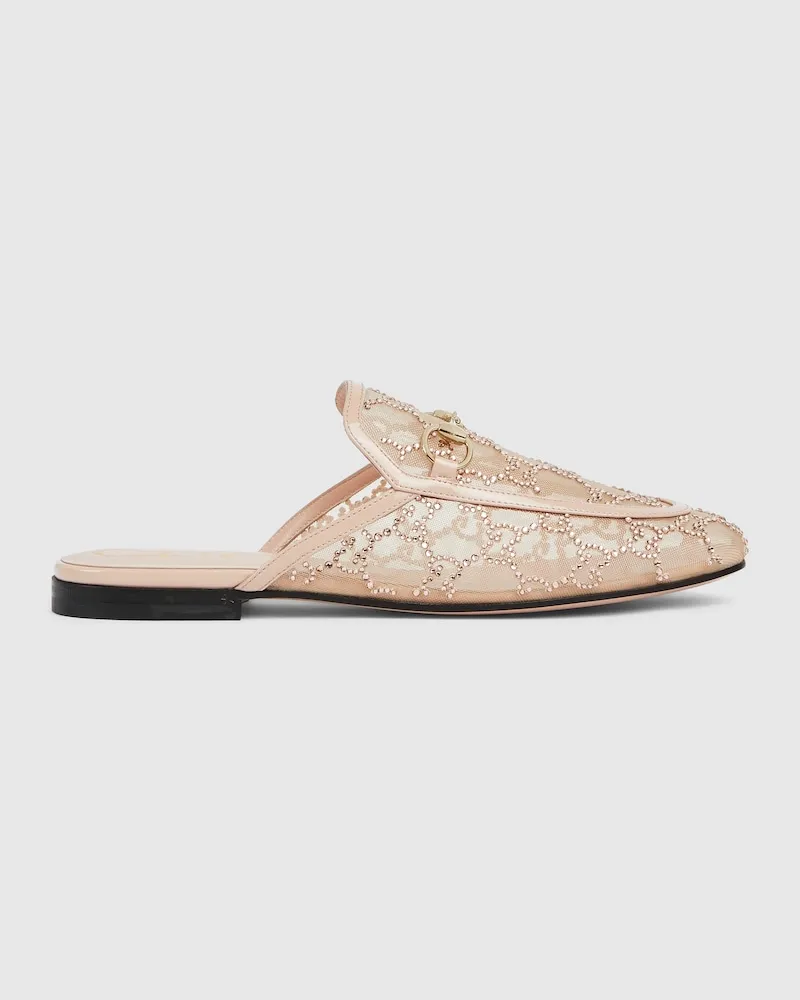 Gucci Princetown Damenslipper Mit GG Kristallen, Größe Pink