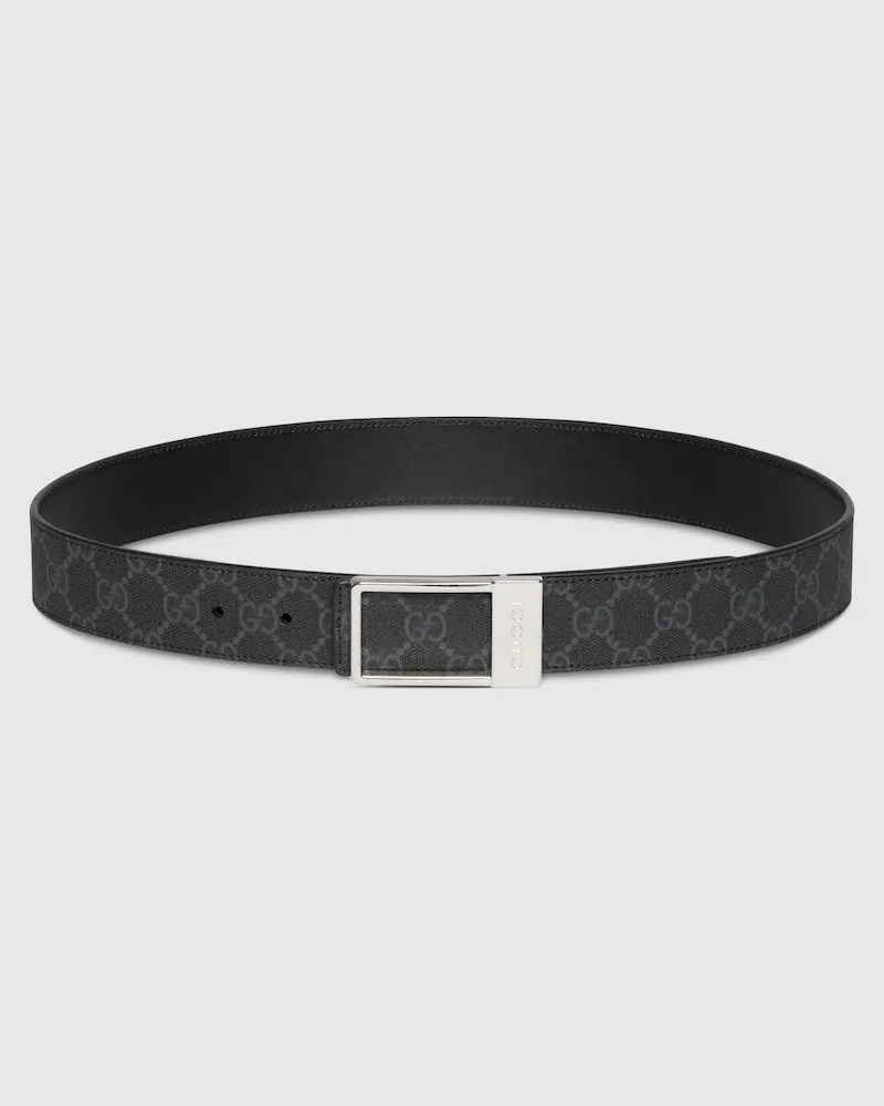 Gucci Wendbarer Gürtel Mit Rechteckiger Schnalle, Größe 95 Schwarz