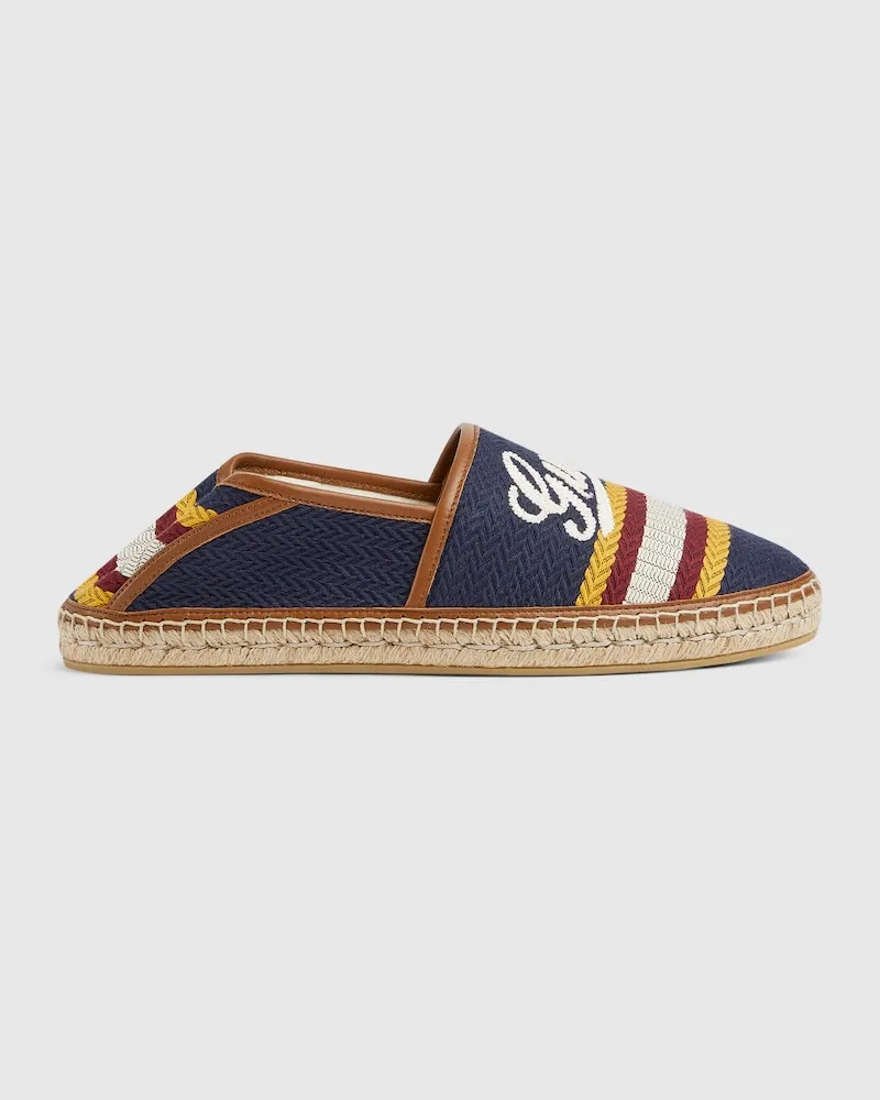 Gucci Herrenespadrille Mit Schriftzug Blau