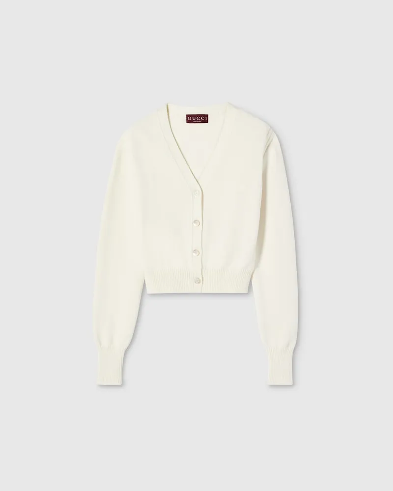 Gucci Cardigan aus Baumwolle Mit Stickerei, Größe Weiß