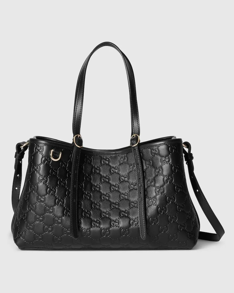 Gucci Mittelgroßer GG Emblem Shopper Schwarz