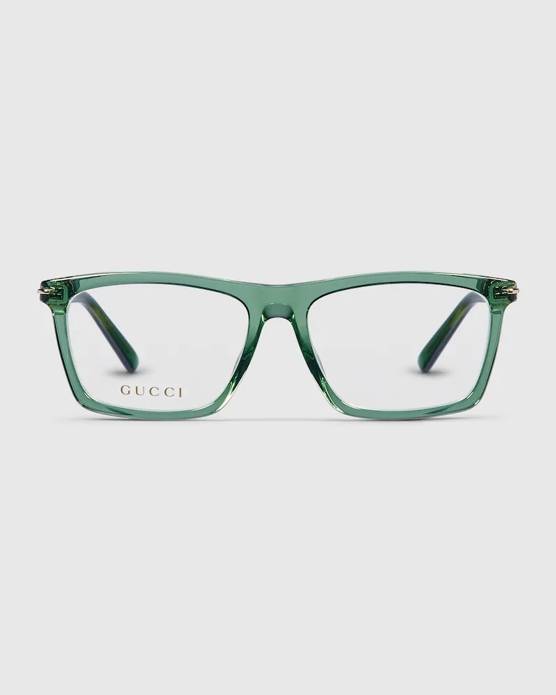 Gucci Rechteckiges Brillengestell Grün