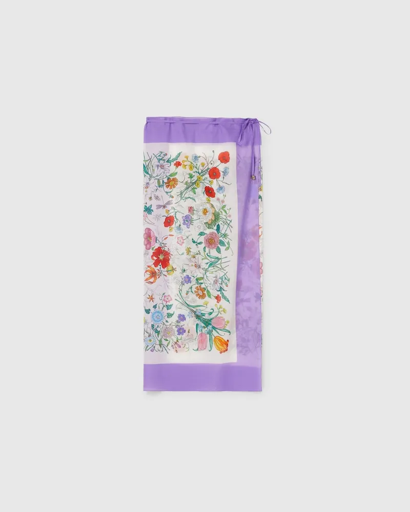Gucci Pareo aus Baumwolle Mit Flora-Print Weiß